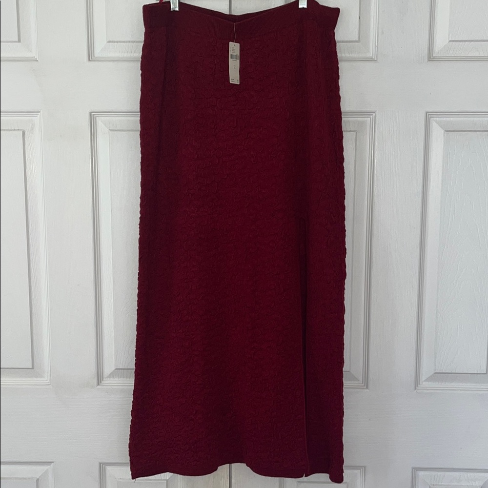 New Anthropologie Celandine Puckered Side-Slit Maxi Skirt